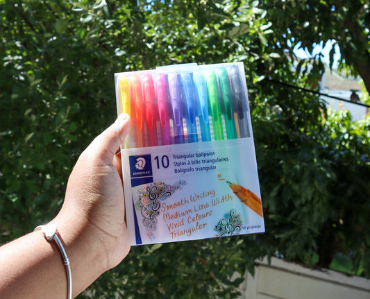 10 x Colourful Ballpoint Pens | Staedtler Triangular Brand